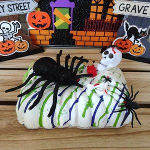 Fake Bake Scary Spider Skull Bones Cake - Handmade